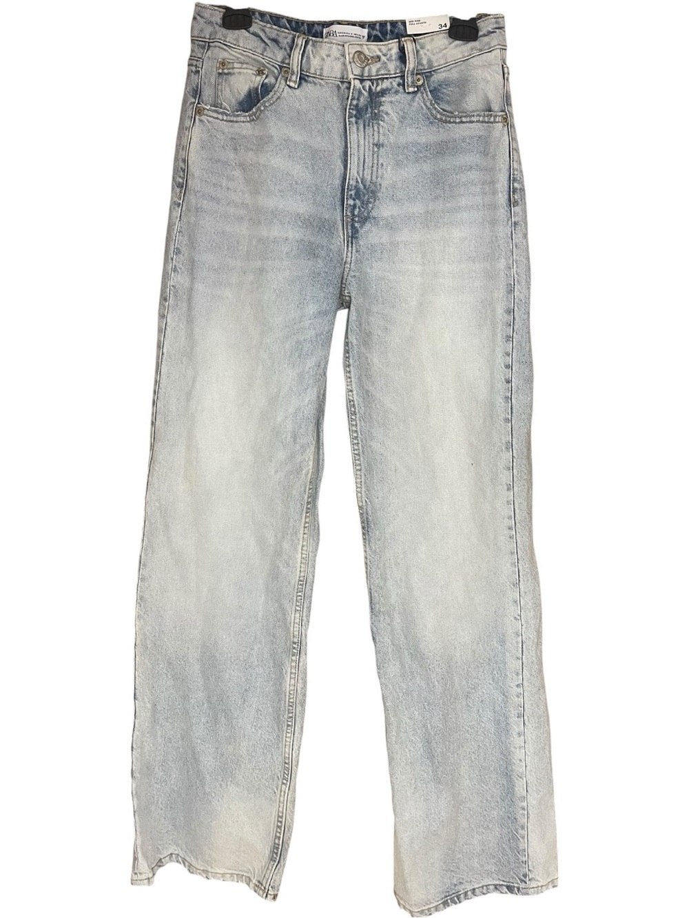 Zara Super Wide Leg Loose Jeans Light Blue
